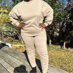 Beige Sweatshirt and Joggers Set
